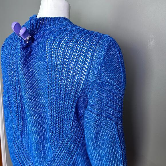 Diesel sweater women’s large electric blue chunky knit Italy‎ distressed Grunge - Picture 12 of 16